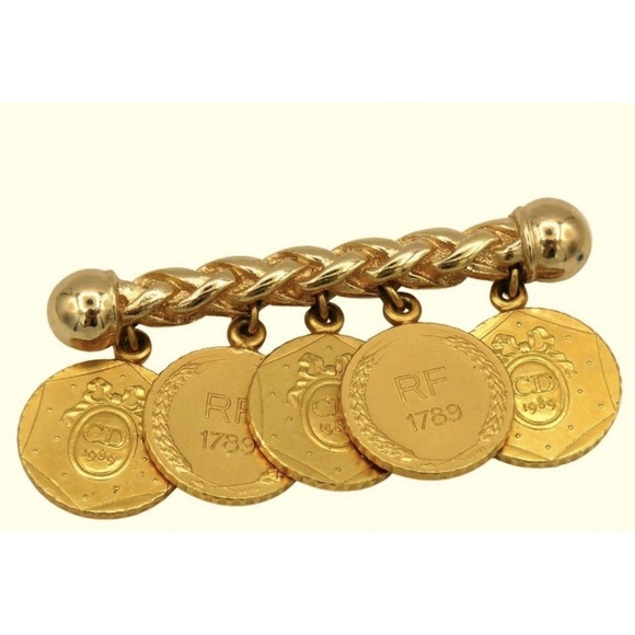 Dior Jewelry - Christian Dior Brooch Pin 1989 French Bicennential Gold Coin CD Vintage Ladies